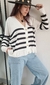 Cardigan Bremer Oversize RAYADO PRUNE WHITE (XL/XXL) - Kuwana Shop