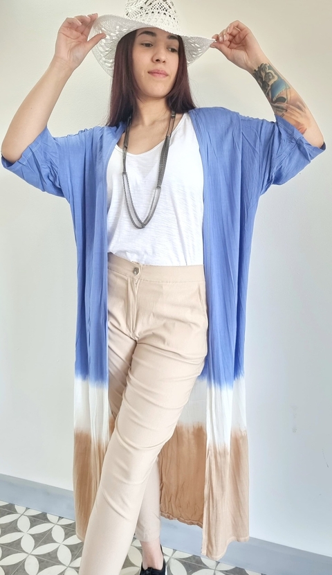 OUTLET SIN CAMBIO Camisa Kimono Larga BLUE BATICK (XL/XXL) - 0056