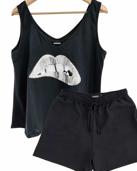 SET Musculosa LIPS + Short CEY LIBORE (40 al 50) BLACK - comprar online