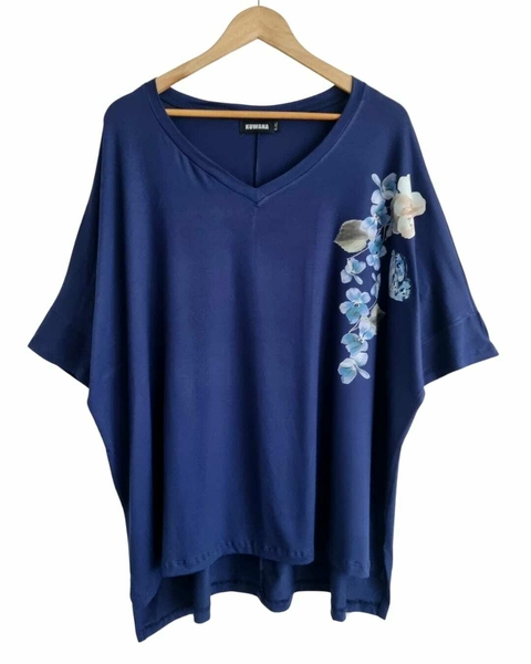 Remerón Vestido Julieta OVERSIZED FLOWERS (XXL) Blue - comprar online