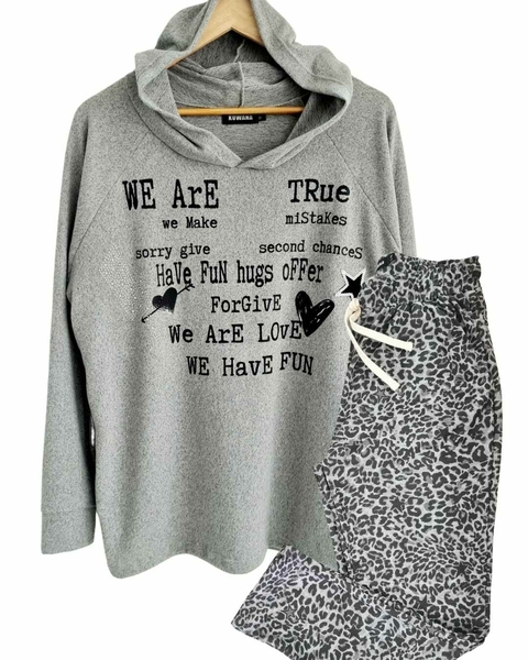 SET BUZO Hoodie GREY TRUE + BABUCHA PRINT GREY ( 40 al 52) - AW25 - comprar online