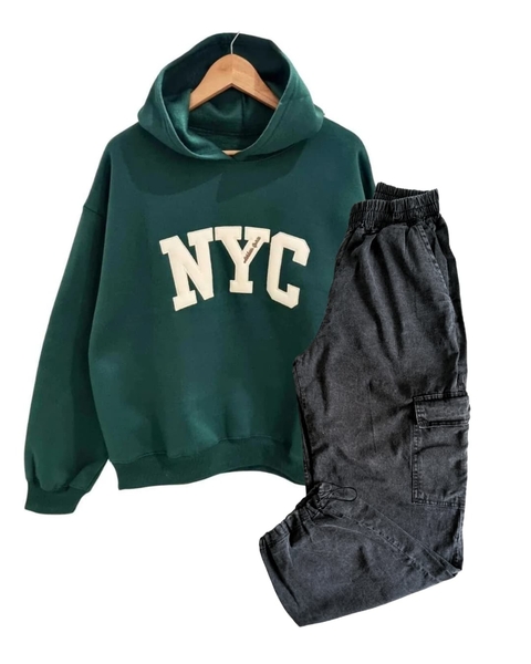 SET Buzo Hoodie FRIZA NY BORDADO PREMIUM + CARGO ANCHO (40al48) - AW25 - comprar online