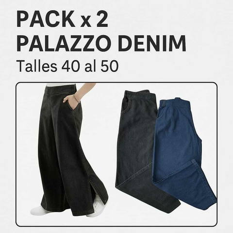 PACK x 2 Pant Palazzo DENIM Wide Leg (38 al 50) AW25 - comprar online