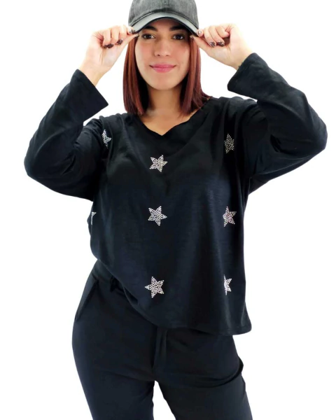 Remera V FULL STARS Mangas Largas FLAMME PREMIUM Black L/XL - AW25 - comprar online