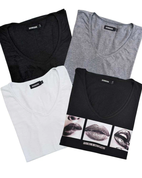 PACK X4 Remeras ( S al XL) BASIC + SHINE LIPS -AW25 - comprar online