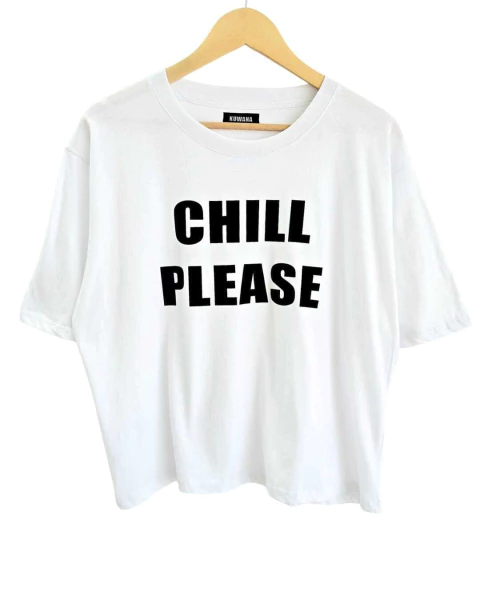 Remera BOXY CHILL PLEASE- (L/XL) WHITE - comprar online