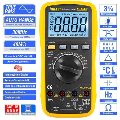 Multímetro Digital Hikari Hm-2090 - Auto Range - True Rms