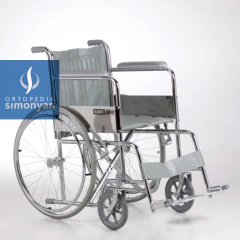 Silla acero cromado fija, ruedas 60/20cm macizas