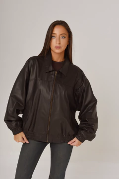 Campera bomber oversize MADRID de cuero - Tienda Romm