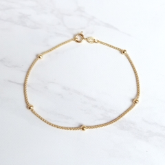 Pulsera pop corn con bolitas Plata gold 19 cm
