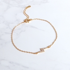 Pulsera con rayito micropave Plata gold 15.5/19 cm