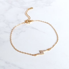 Pulsera con rayito micropave Plata gold 15.5/19 cm - comprar online