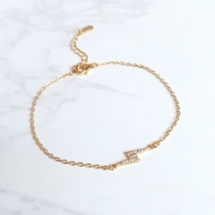 Pulsera con rayito micropave Plata gold 15.5/19 cm en internet