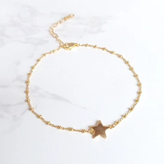 Pulsera con bolitas y estrella Plata gold 17/20 cm