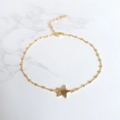 Pulsera con bolitas y estrella Plata gold 17/20 cm en internet