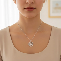 Collar 50 cm flor de loto micropave Plata 925