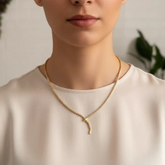 Cadena serpiente con cubics acero dorado