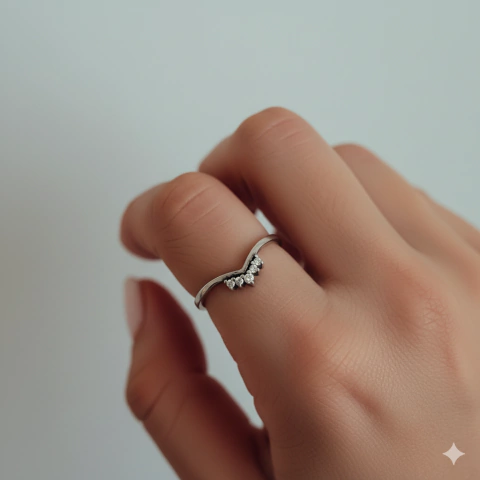 Anillo en "V" con cubics engarzados Plata 925 - comprar online