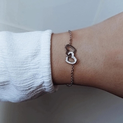 Pulsera corazones con strass acero quirúrgico 19 a 23 cm