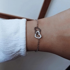 Pulsera corazones con strass acero quirúrgico 19 a 23 cm - comprar online
