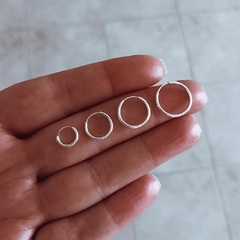 Argollitas lisas por unidad distintos tamaños Plata 925