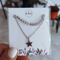 Cadena doble con strass y dije estrellita Acero quirúrgico