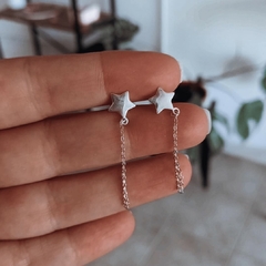 Aros pasantes estrellas con cadenitas Plata 925 - comprar online