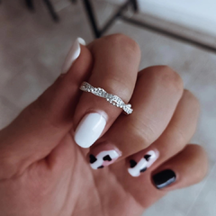 Anillo con micropave y bolitas entrelazadas Plata 925 - comprar online