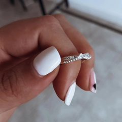 Anillo con micropave y bolitas entrelazadas Plata 925 en internet