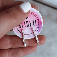 Aros colgantes con cubics cuadrados Acero blanco
