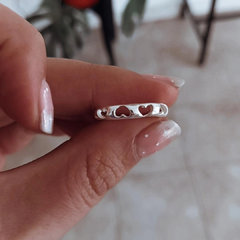 Anillo bombé con corazones calados Plata 925