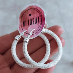 Argollas tramadas 4 cm Acero blanco