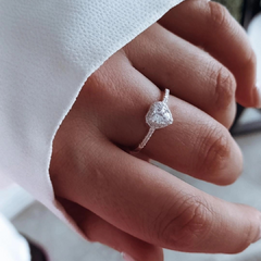 Anillo con cubics corazón engarzado Plata 925 - tienda online