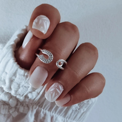 Anillo alfiler de gancho con micropave Plata 925
