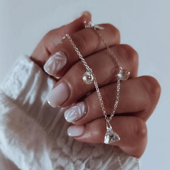 Cadena 45 cm con dijes Cristal Swarovski con estrellas Plata 925