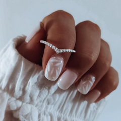 Anillo en "V" con bolitas Plata 925