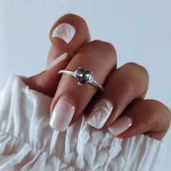 Anillo piedra corazón tornasol engarzado con cubics Plata 925 - comprar online