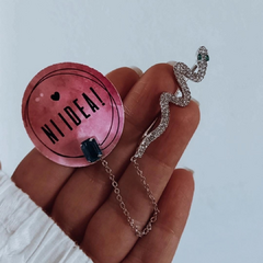 Aro Solitario con piedra verde y serpiente strass acero quirúrgico - comprar online