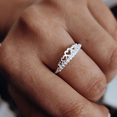 Anillo tiara con corazones Plata 925 - comprar online