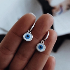 Argollitas 1.2 cm con ojo turco nacarado Plata 925 - comprar online