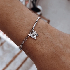 Pulsera combinada con mariposa cubic Acero quirúrgico 17 a 20 cm