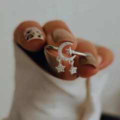 Anillo regulable luna y estrellitas Plata 925