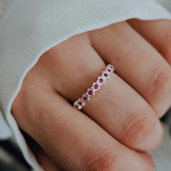 Anillo estrellas con cubic fucsia Plata 925 - comprar online