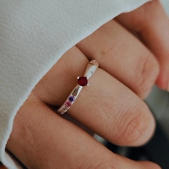 Anillo combinado cubics de colores Plata 925 - tienda online