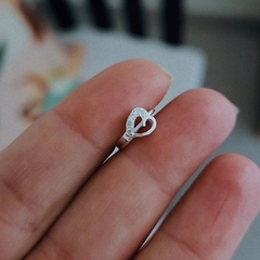 Argollita corazón calado con micropave 1 cm Plata 925
