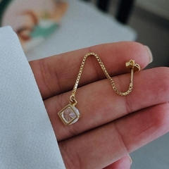 Imagen de Aro solitario colgante con cubic Plata gold