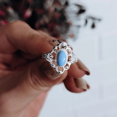 Anillo turquesa florcita Plata 925