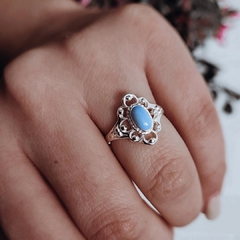 Anillo turquesa florcita Plata 925 - comprar online
