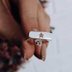 Anillo cuadrado calado estrella Plata 925