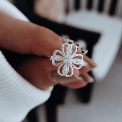 Anillo flor con cubic engarzado Plata 925 - comprar online
